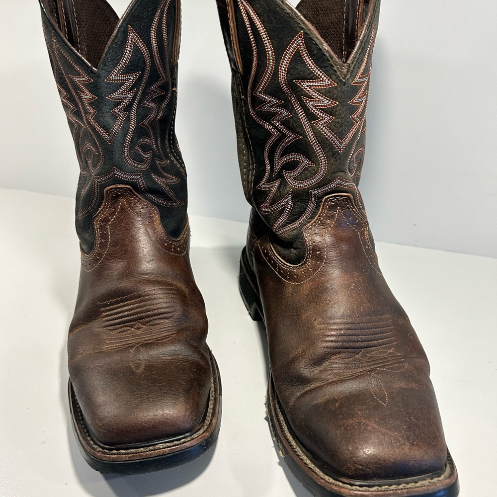 Justin Boots Men’s 8D Brown Leather Pull-On Work Boots AS IS Beaters - Picture 2 of 15